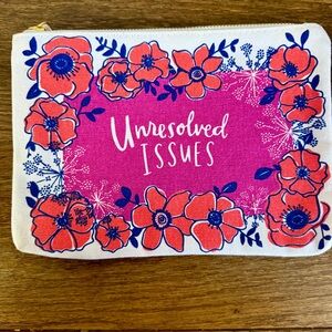 Floral Print Pouch with Pink and Orange Design